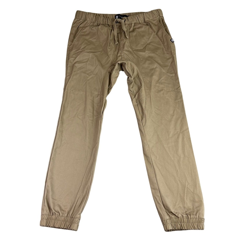 Akademiks Mens‎ L Tan Cargo Jogger Pants Elastic Waist Drawstring Skater Street